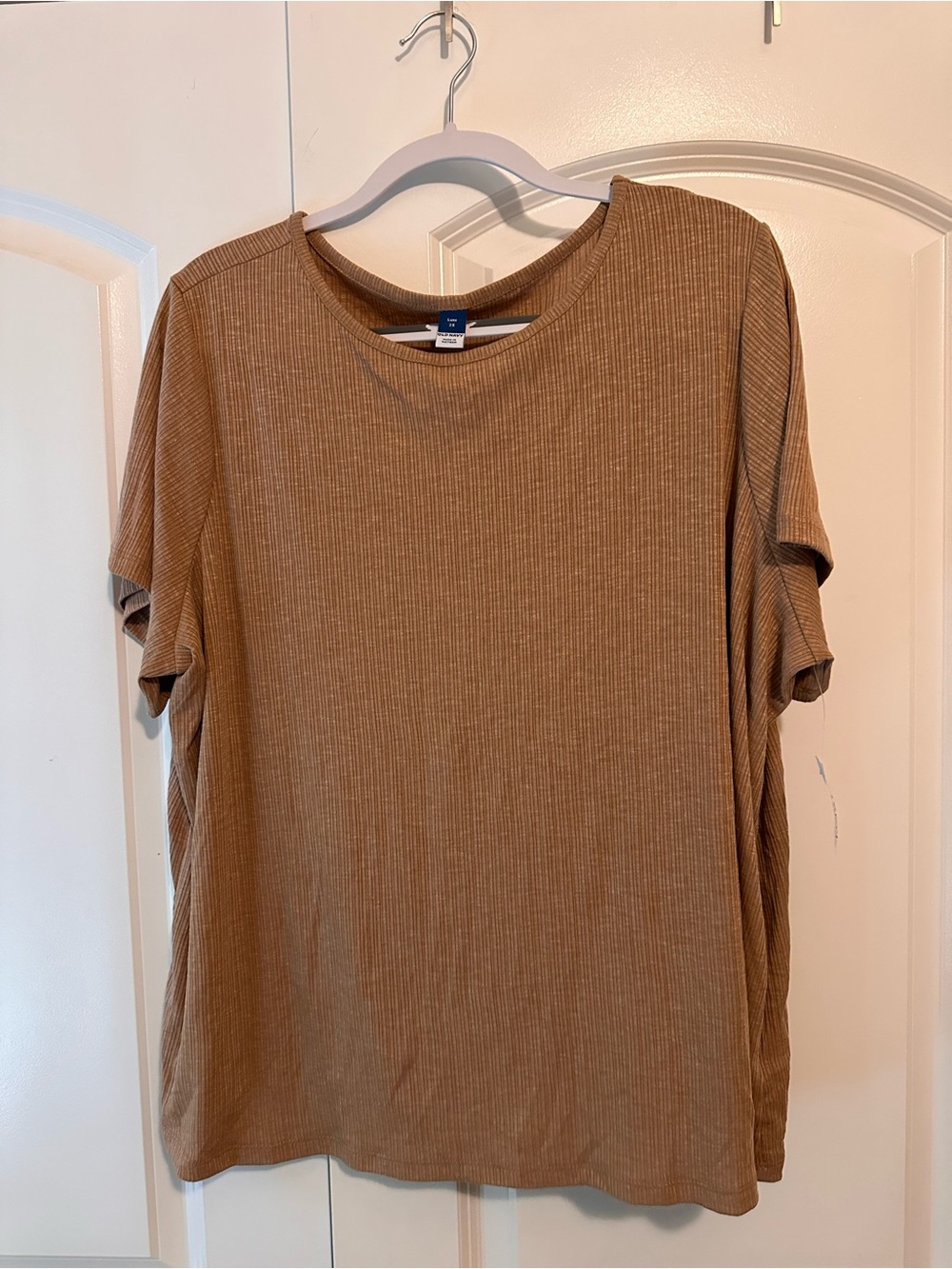 Old Navy Women's Short Sleeve Ribbed Tee - Camel Brown
